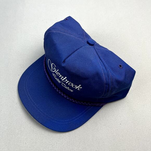 Vintage Lake Tahoe Hat Cap Strapback Blue Glenbrook Nature Outdoor Hiking 90s - Picture 1 of 8